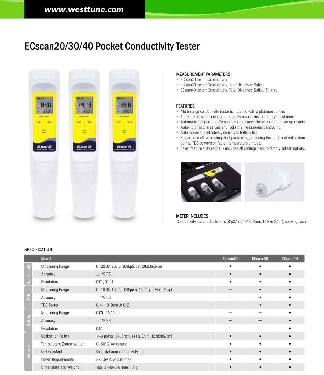 Ecscan20/30/40 Pocket Conductivity Tester Portable Conductivity Tester