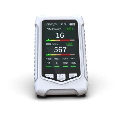 Multi Functional Portable Desktop CO2 Meter Tvoc Gas Pollution Detector for Pm1, Pm2.5 Temperature and Humidity Particle