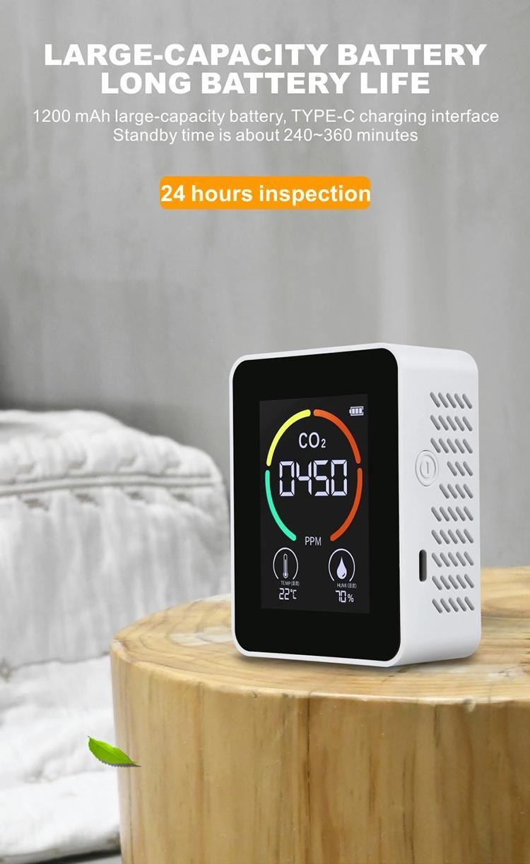 2021 New Desktop CO2 Meter Home Air Box Home Carbon Dioxide Sensor with Temperature Humidity Display