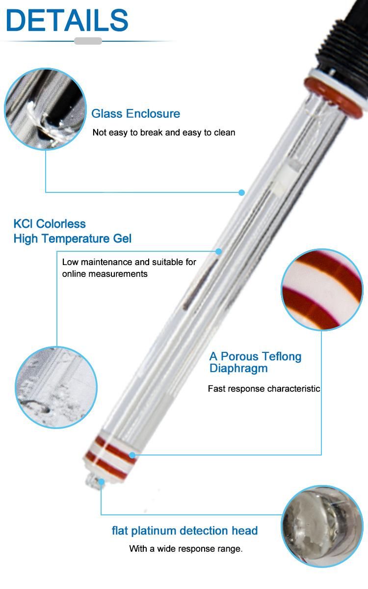 Flat Platinum Head Industrial pH Probe Online pH/ORP Sensor for Seawater pH