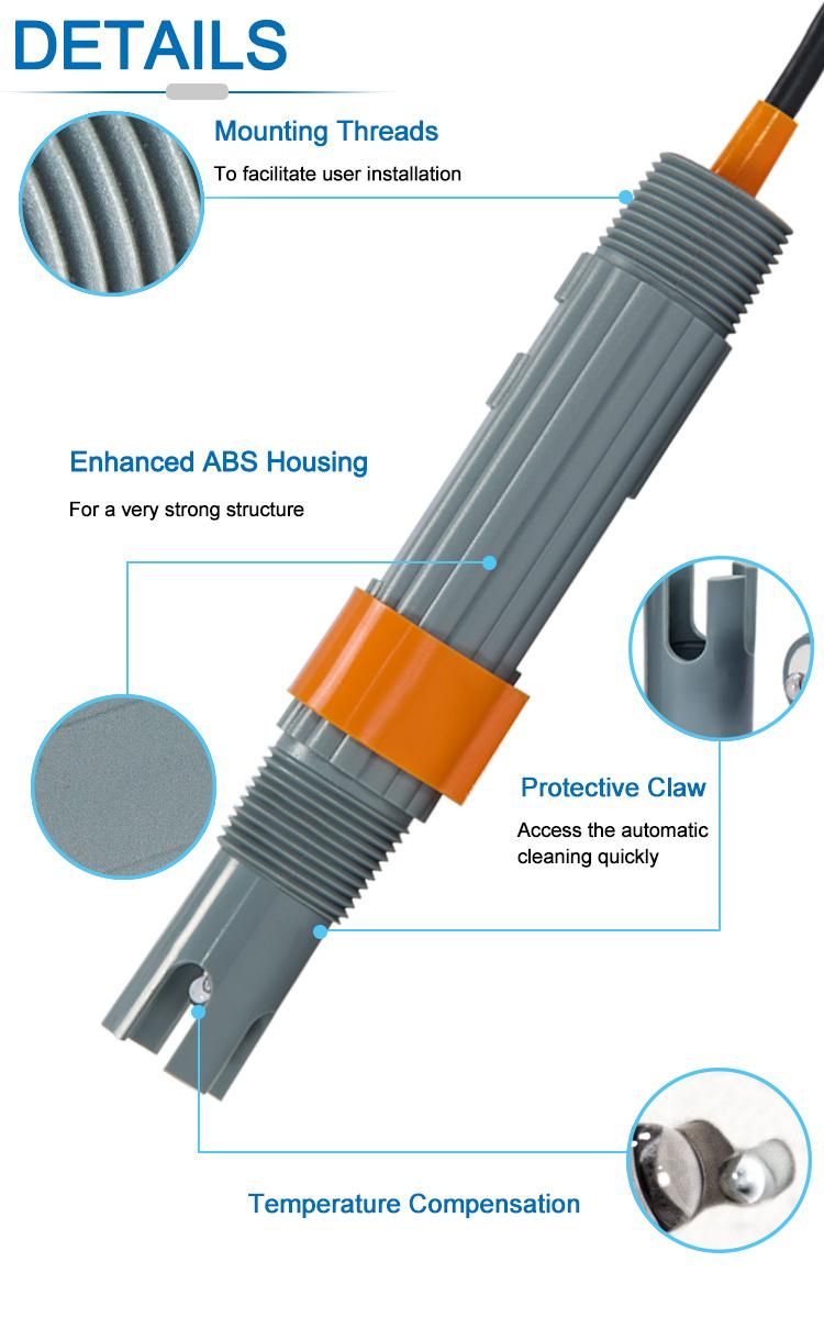 Enhanced ABS pH Probe Industrial pH Sensor with Protective Cover