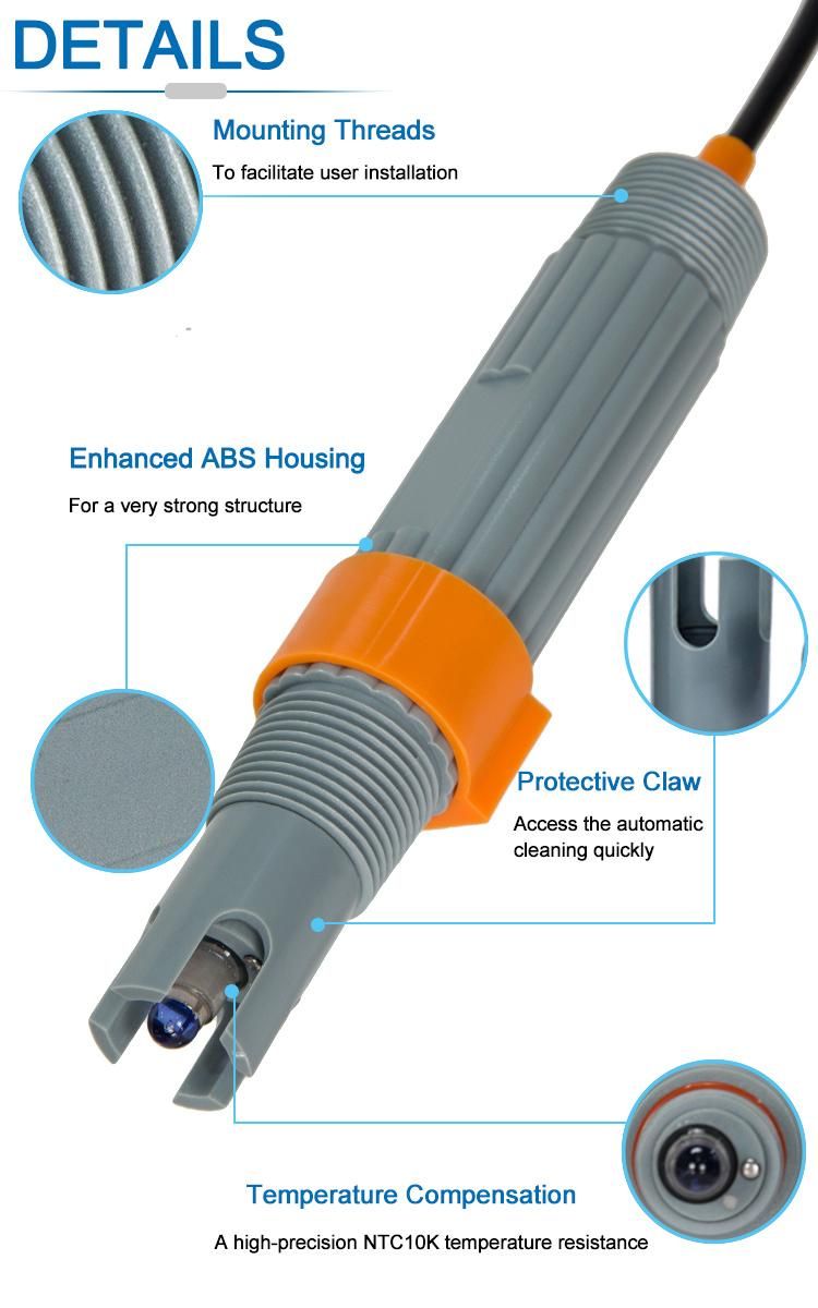 Temperature Compensation Industrial pH Probe Digital pH Sensor for Water pH