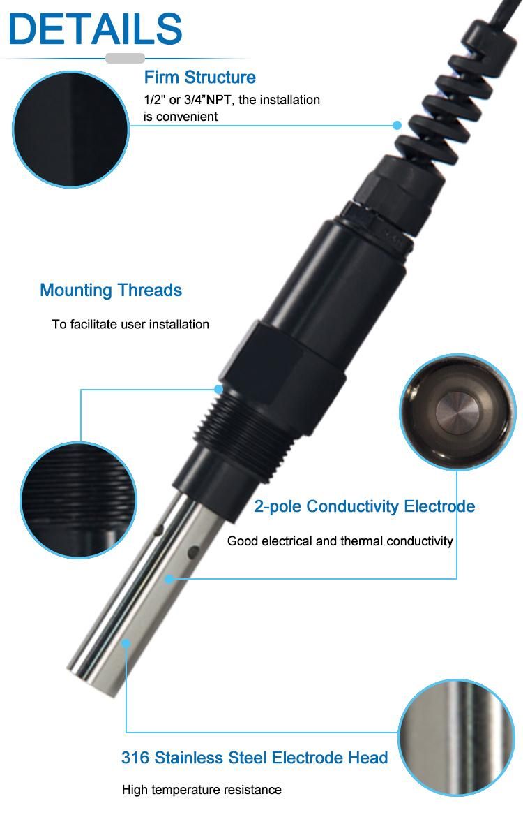 Conductivity TDS Salinity Probe Ec Sensor with Industrial Wastewater