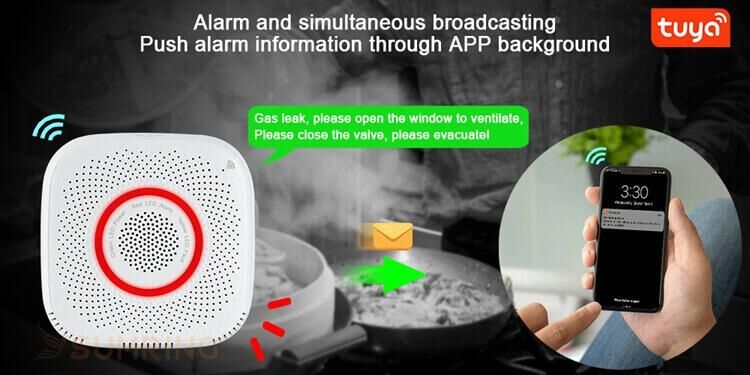 Smart Home WiFi Combustible Gas Leak LPG Natural Gas Detector Propane Alarm with Voice Alarm