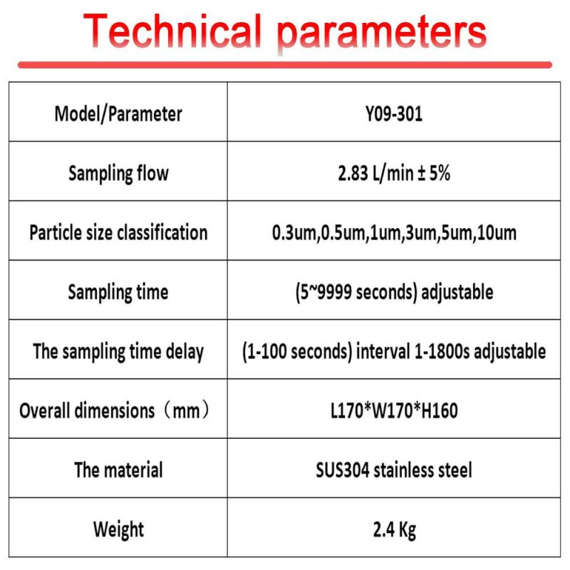 Y09-301AC/DC 2.83L/Min Laser Airborne Particle Counter