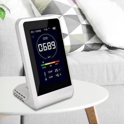 Indoor Desktop 2000 Ma Low Power Consumption Long Battery Life High Precision Temperature and Relative Humidity Detector CO2 Monitor
