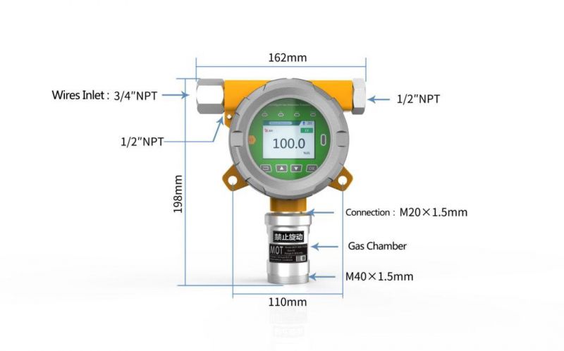 Industrial LCD Display Fixed Hydrogen Cyanide Hcn Gas Detector