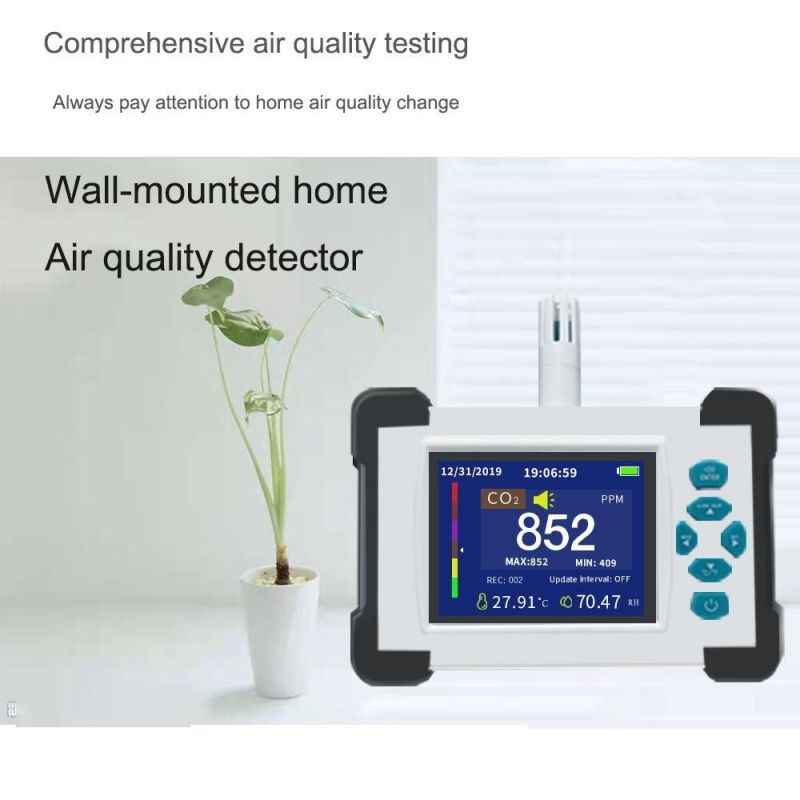 CO2 Detector Wall Mounted Desktop CO2 Meter Temperature Humidity Monitor
