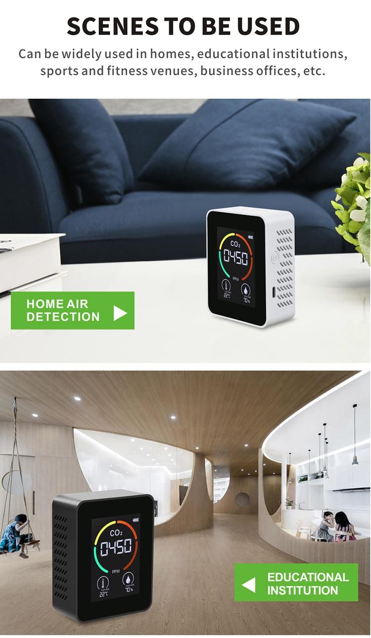Mini Portable Tabletop Indoor Gas Sensor Monitor Air Quality Analyst CO2 Carbon Dioxide Detector