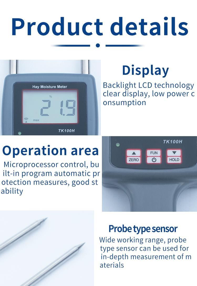 Digital Straw Bran Moisture Meter Tester 0%-84%