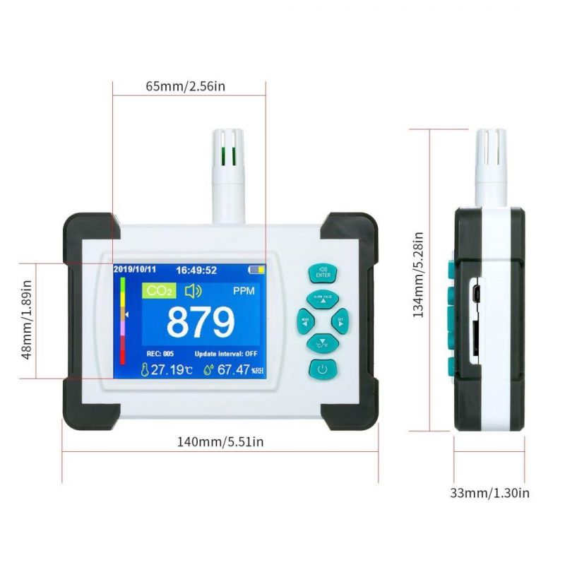 CO2 Detector Wall Mounted Desktop CO2 Meter Temperature Humidity Monitor