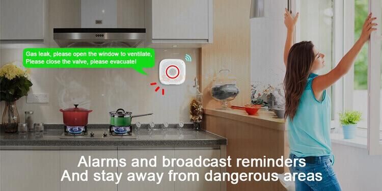 360 Degree Sound and Light Alarm Smart Home Methane Propane Combustible LPG Gas Leak Detector Sensor for Home Safety Kitchen Use