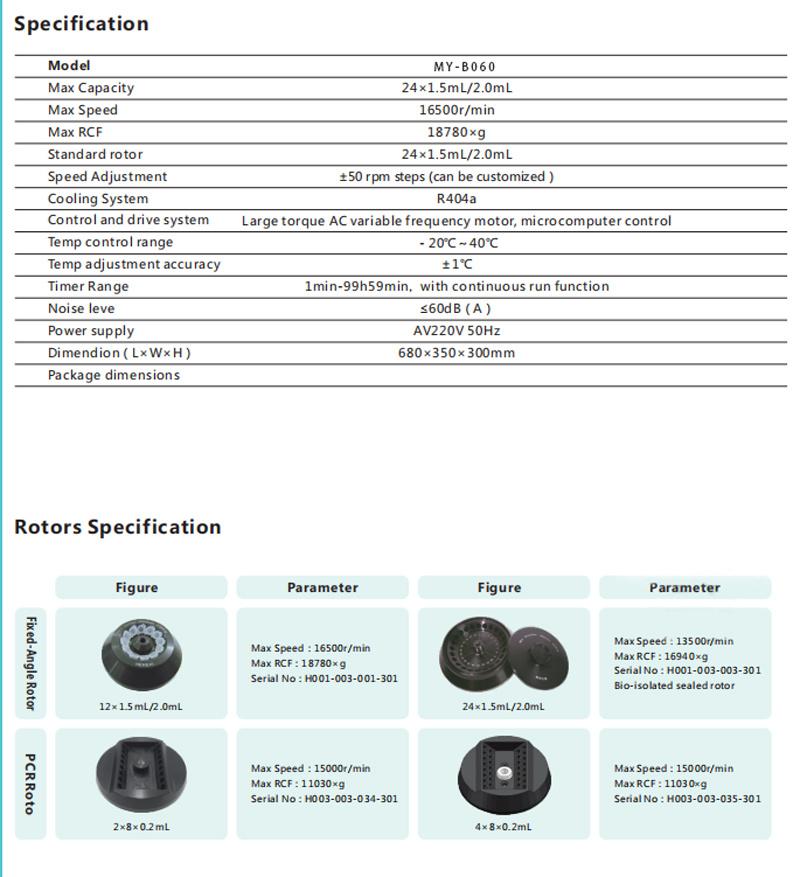 My-B060 Benchtop High Speed Centrifuge Series