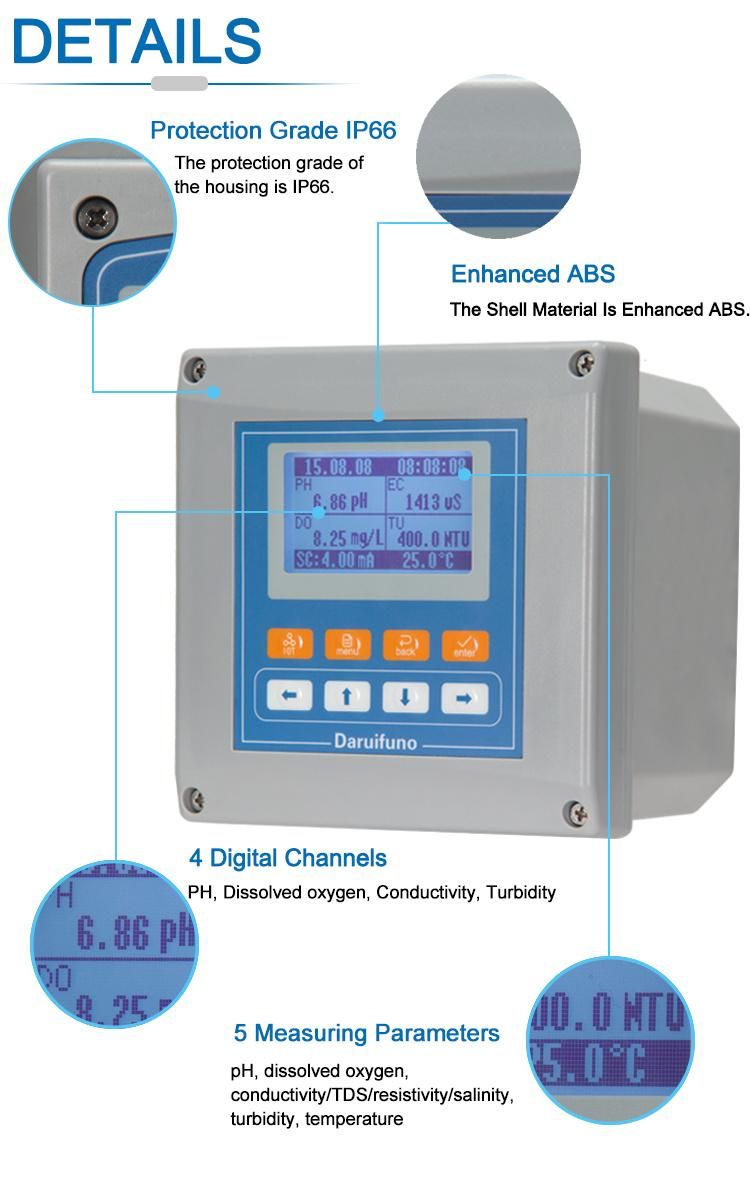 CE Sewage Water pH TDS Ec Testing Equipments Multi Parameter for Food and Beverages Process Industry