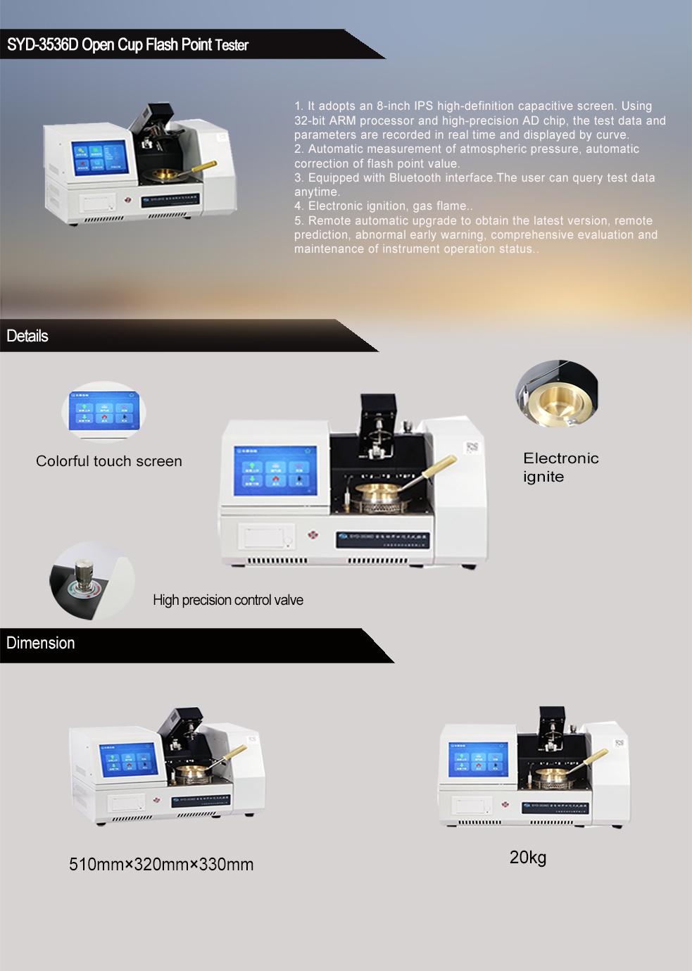 SYD-3536D Color Touch Screen Fully Automatic Open Cup Flash Point Tester for laboratory