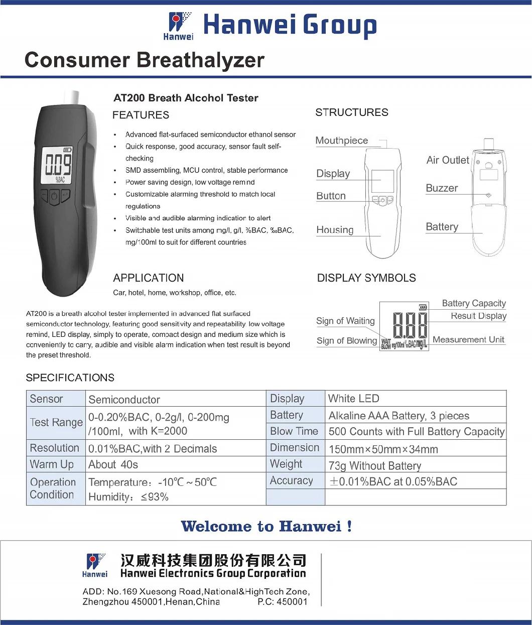 Portable Breath Alcohol Tester Visible and Audible Alarming New Arrival Alcohol Content Tester Mouthpiece Kit