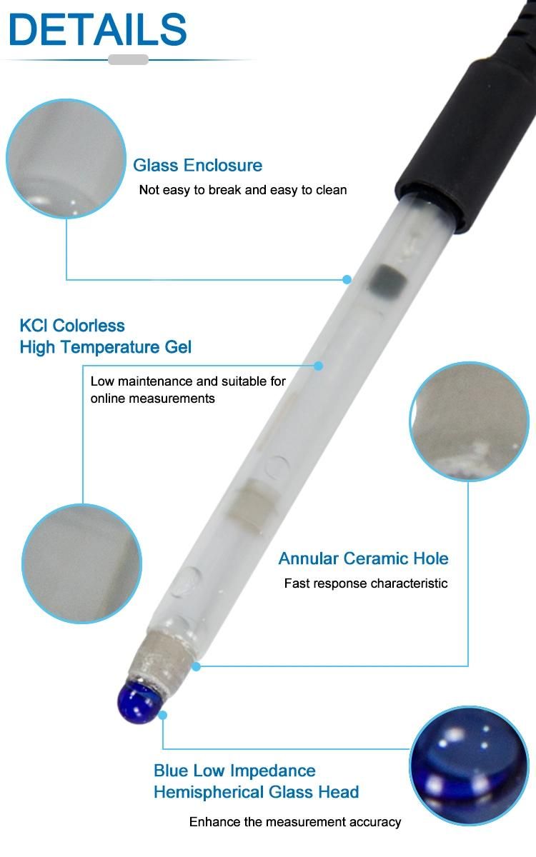 Online Industrial 0-14 Measure Range Hydrofluoric Acid Resistant pH Sensor with CE