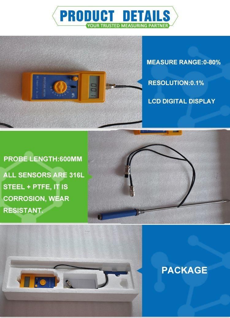 Digital Moisture Test Device High Accuracy 0 ~ 80% Probe 600mm Corn Silage Damp Laboratory Instrument
