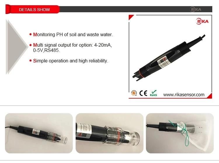 Rika Rk500-02 4-20mA 0-5V 0-2V RS485 0-14pH Soil and Water Electrode pH Probe Sensor