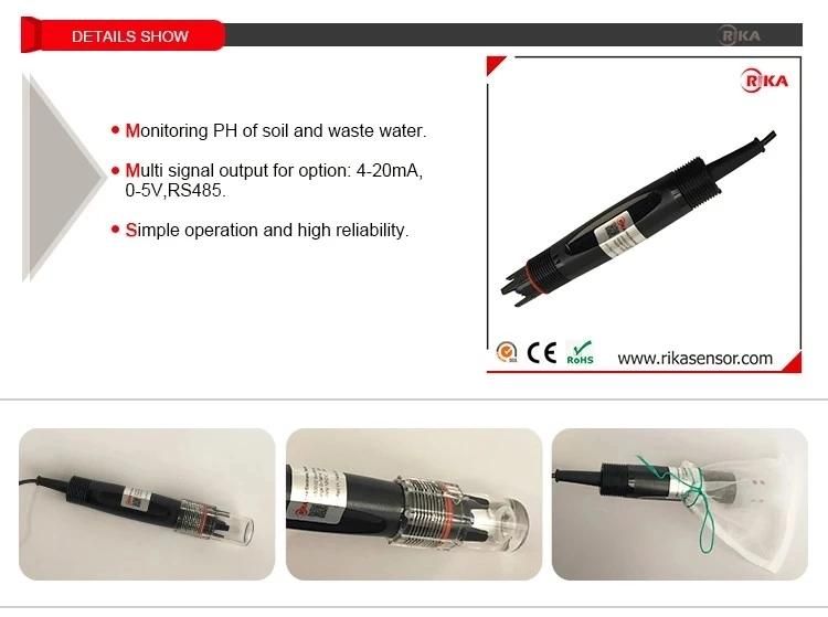 Rika Rk500-02 4-20mA 0-5V 0-2V RS485 0-14pH Soil and Water Electrode pH Probe Sensor