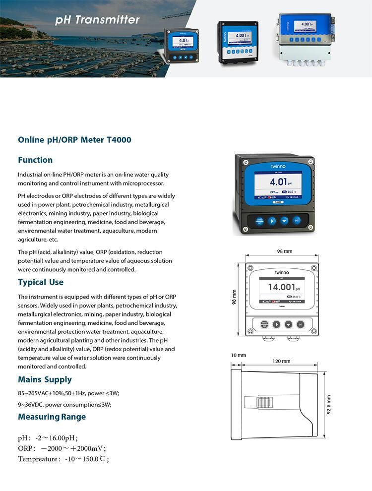 Professional Manufacturer Wholesale Quality Cheap Industrial Online Water pH Meter