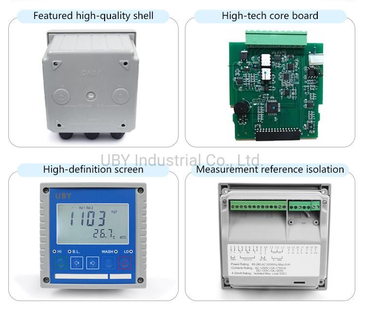 PC9965+D801 pH Monitors Hydroponics Portable TDS pH Ec ORP Temp Do Cl2 Meter Controller China