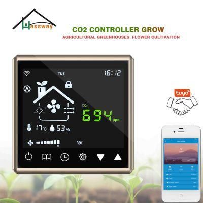 Hessway WiFi RS485 Laser Carbon Dioxide CO2 Sensor Controller for Greenhouse Grow Solenoid Valve Ventilation by Tuya APP