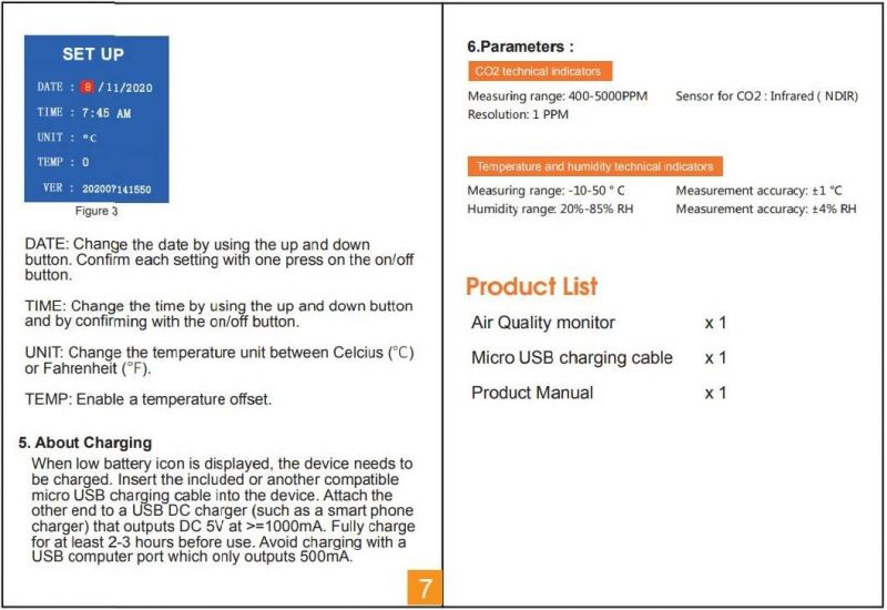 CO2 Ppm Meter Carbon Dioxide Air Detector Monitor Tester Analyzer Gas Analyzer Air Quality Monitor