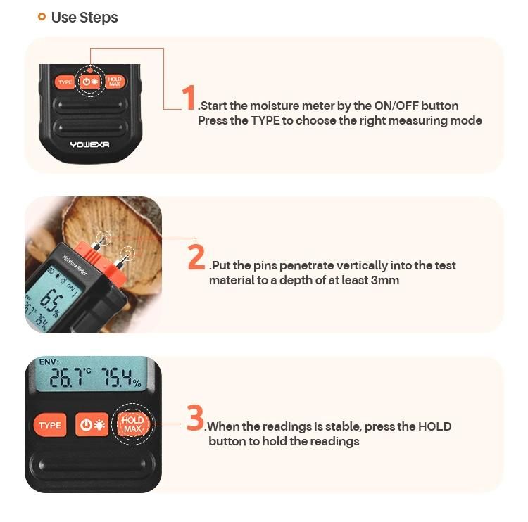 Yw-212 Digital Damp Moisture Tester Backlight Pin Type Wood Humidity Meter