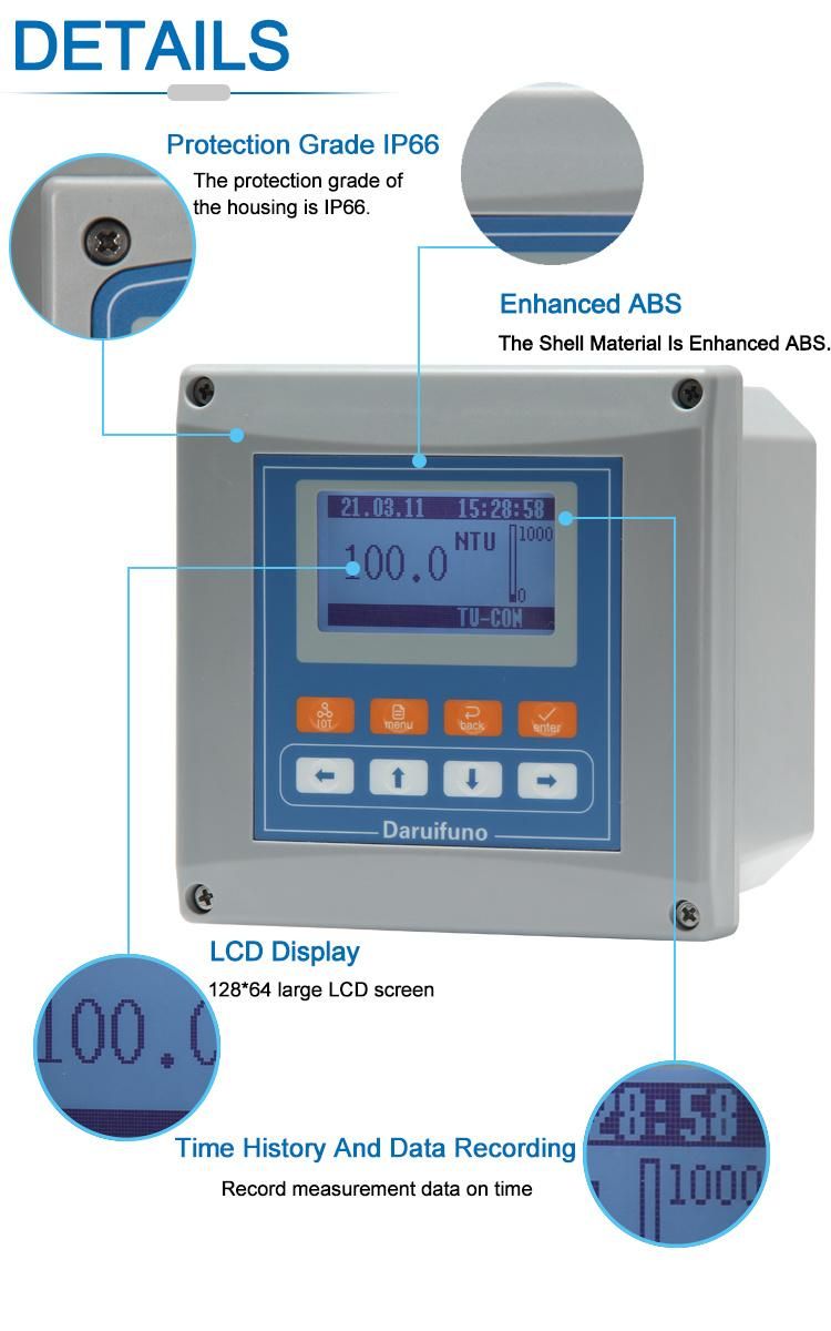 800g Online Tu Controller Digital Turbidity Meter for Drinking Water