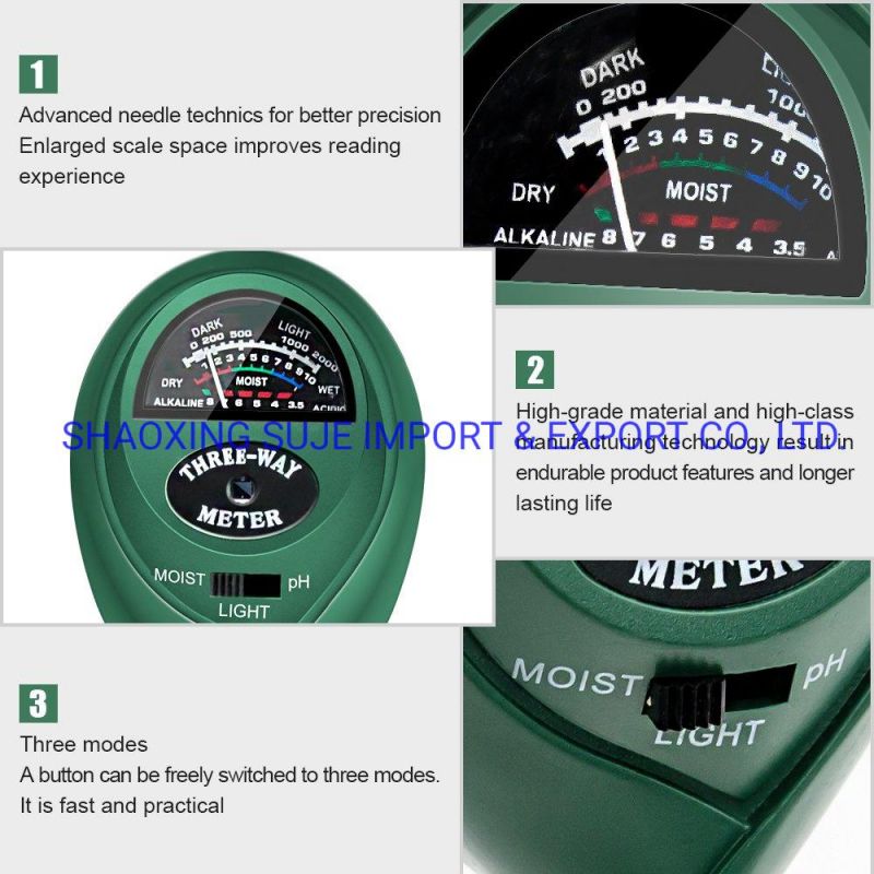 Test Kit 3-in-1 Soil pH Meter Soil Tester pH Meter for Plant Moisture Meter