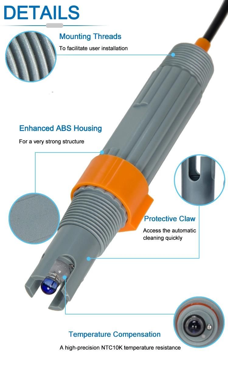 ABS Plastic Enclosure Sewage pH Detector Water Online pH Sensor