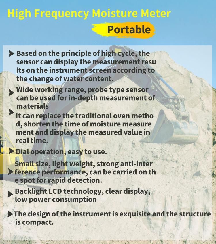 Portabel Silver Sand Moisture Meter with Long Sensor