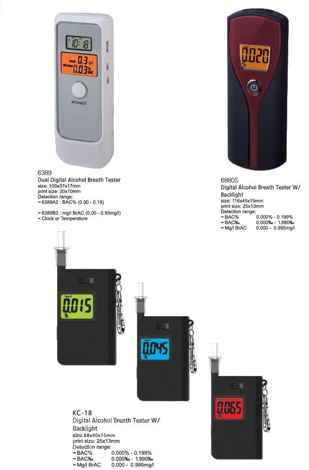 Portable Handheld Digital Breathalyzer Breath Alcohol Tester for Drunk Driving or Alcohol Breathalyzer with Key Chain