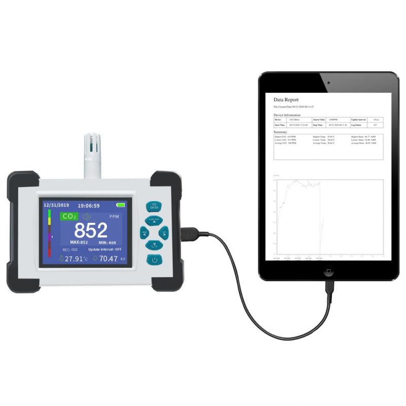 New Upgrade Multifunction CO2 Detector Air Quality Analyzer CO2 Meter with Data Download Function