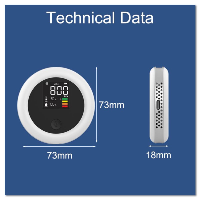 Portable Mini CO2 Meter Indoor Gas Carbon Dioxide Tester CO2 Detector Air Quality Monitor