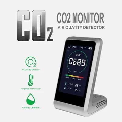 Wholesale Custom 2000 mAh Rechargeable Indoor Carbon Dioxide Sensor Indoor Temperature and Humidity Detector CO2 Monitor