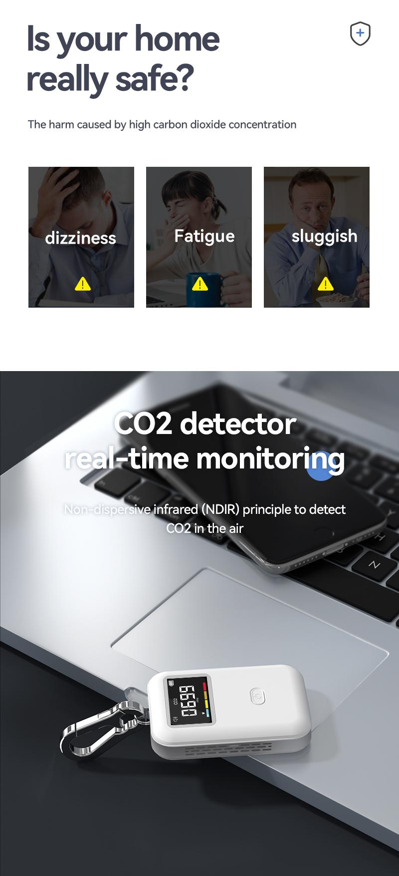 Portable Indoor Carbon Dioxide Concentration Infrared Gas Analyzers Sensor Handheld Mini CO2 Meter Sensor Monitor