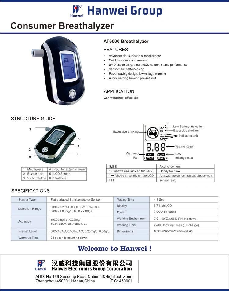 Quick Response Alcohol Breath Tester at Factory Price/Analyser Used to Measure The Percentage of Alcohol