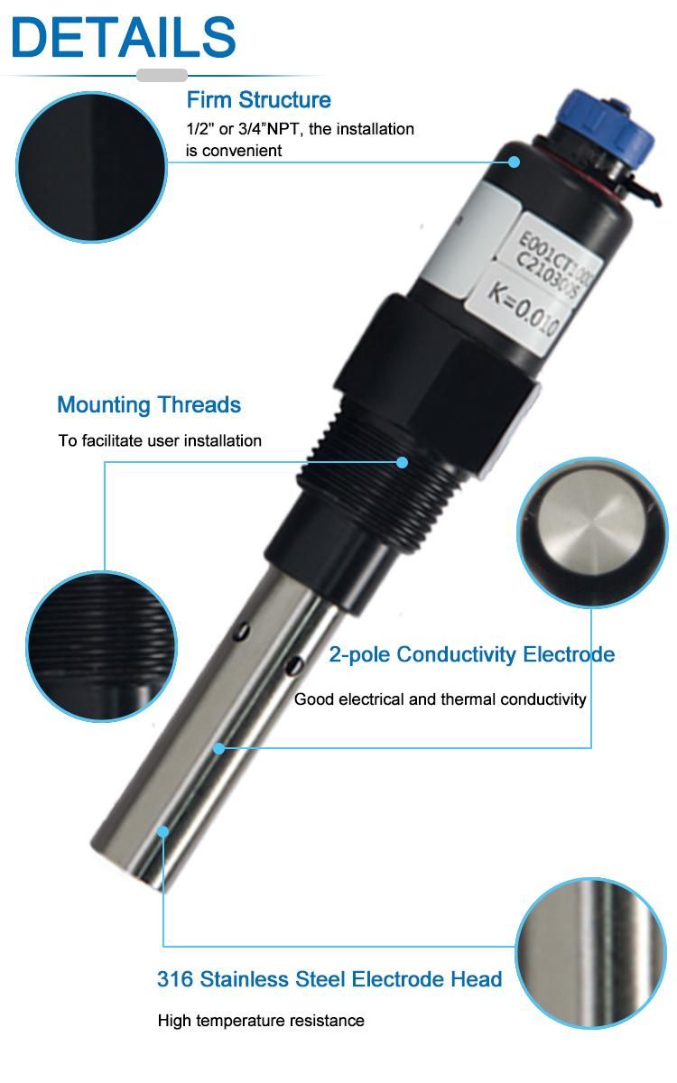 PT1000 or Ntc10K TDS Salinity Probe Water Conductivity Sensor