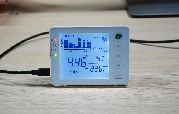 Indoor Air Quality Carbon Dioxide CO2 Meter Data Logger with Touch Buttons Desktop CO2 Monitor