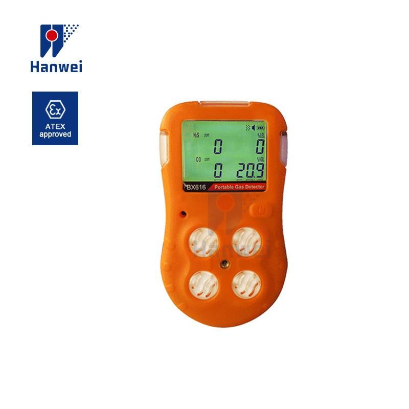 Portable Co H2s O2 Ex (LEL) Multi Gas Detector 4 Gases Monitor with Explosion-Proof Gas Clip Battery Powered