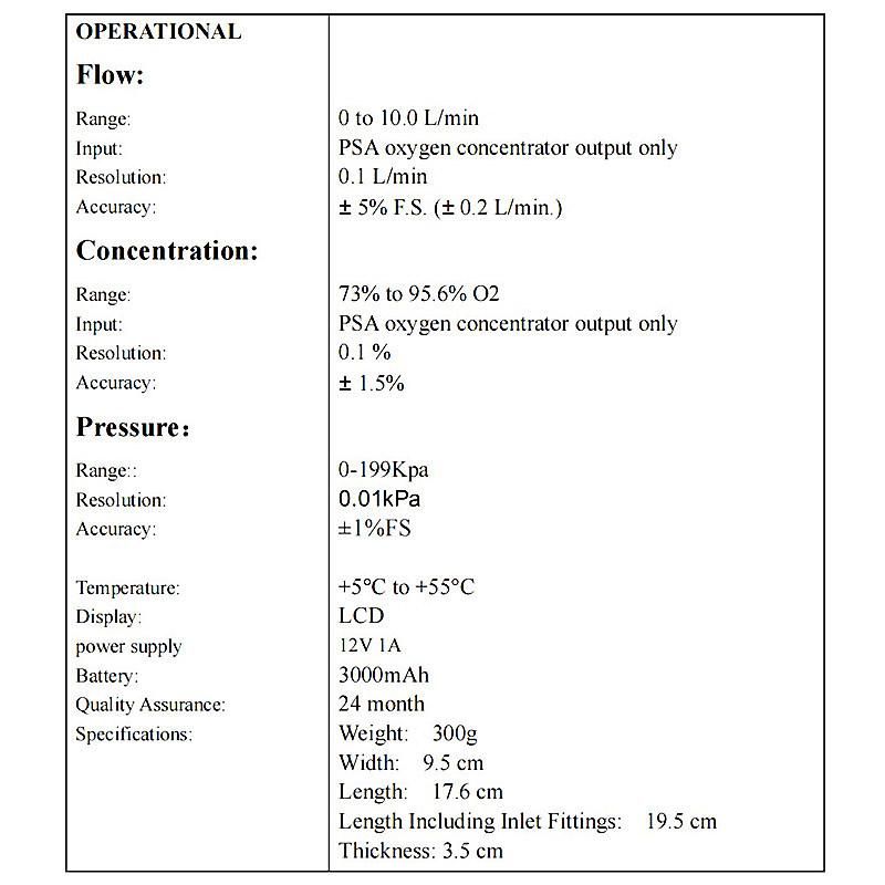 Oxygen Concentrator Analyzer Portable Oxygen Analyzer