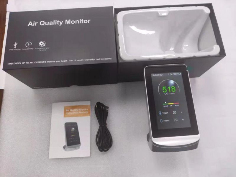 High Resolution Screen CO2 Meter Monitor Air Quality Monitor CO2 Meters Portable CO2 Detector Indoor
