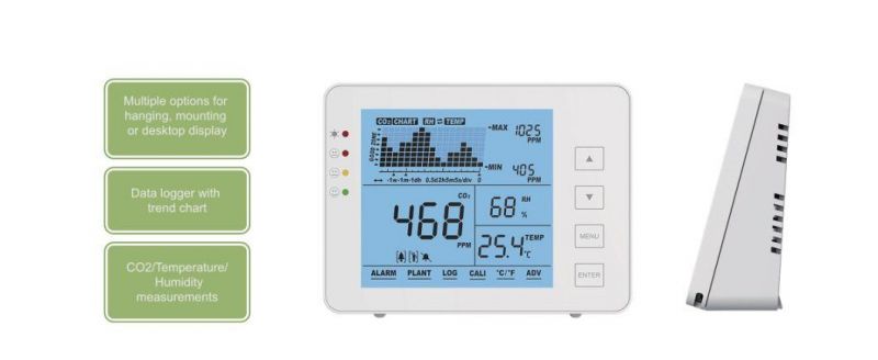 Desktop CO2 Monitor Alarm Air Quality Meter with Touch Buttons for Temperature Humidity CO2 Meter