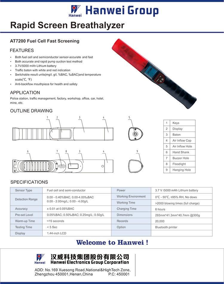 One Step Rapid Professional Digital Alcohol Tester/Breathalyzer with Pump Suction and Accurate Testing Mode