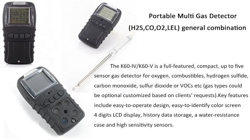 Ce Certified 4 in 1 Gas Alarm Detector for Co, Lel, O2, H2s Gases Detection