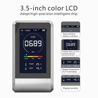 Smart Portable Desktop 3-in-1 Ambient Air Temperature and Humidity Monitor High-Precision CO2 Monitor Detector