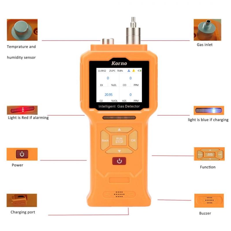 Portable Multi-Gas Detector for O2, Ex, Co, H2s