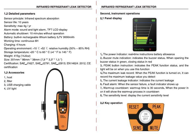 Ild-200 Infrared Refrigerant Leak Detector